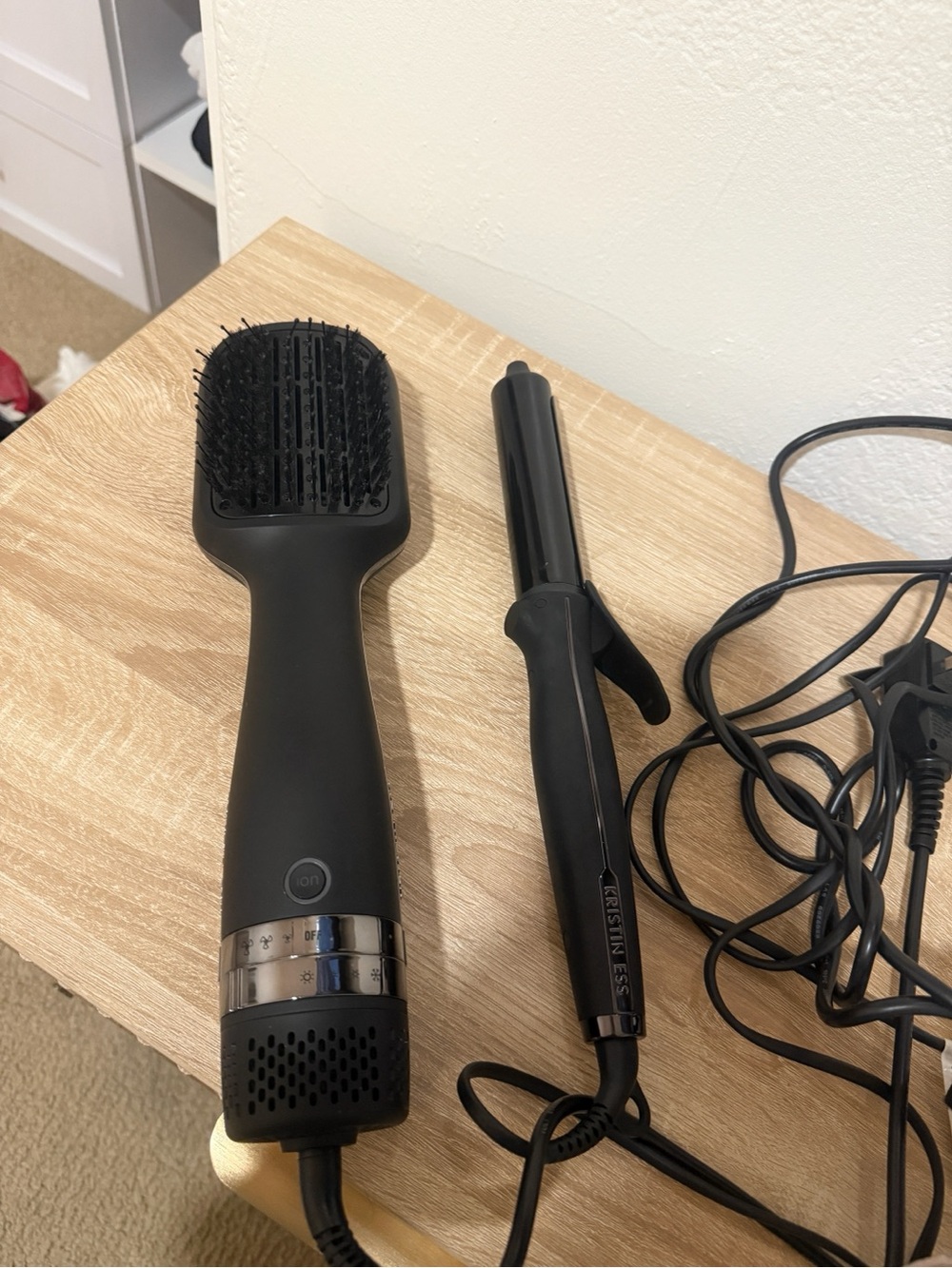 Kristen Ess Hair Styling Tools Bundle - 1.25” Curling Iron & Blow Dryer Brush